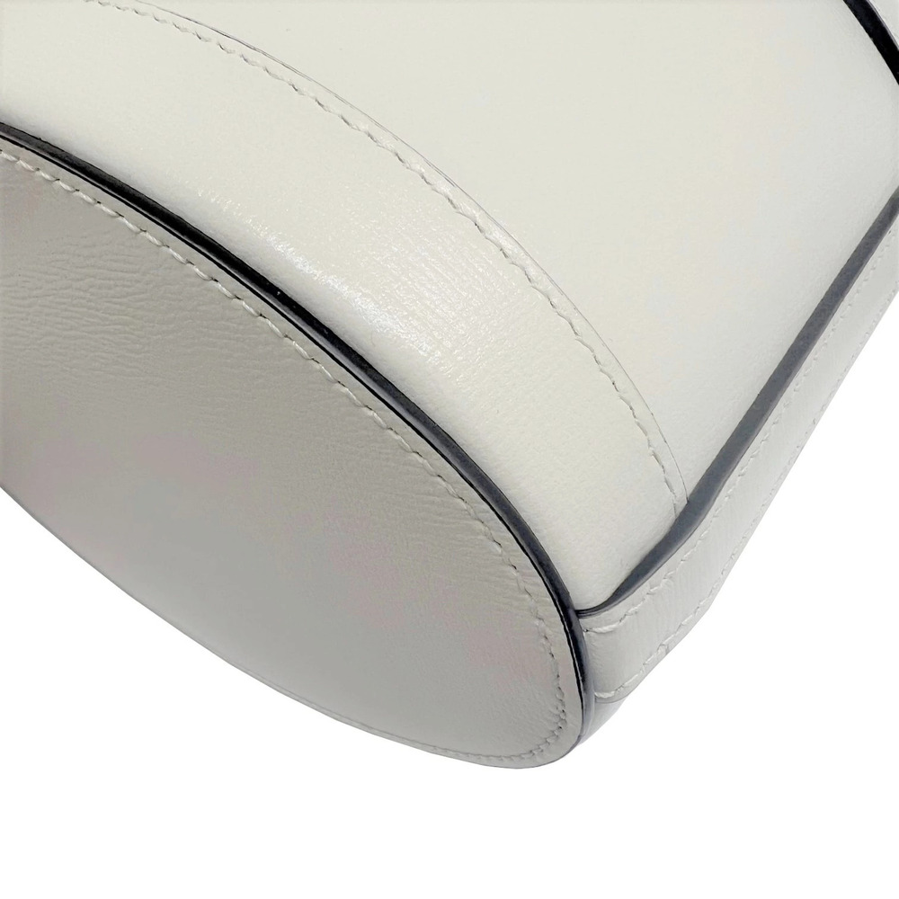 GUCCI Horsebit Bucket Bag Shoulder Leather Drawstring White Ivory White - Picture 5 of 8